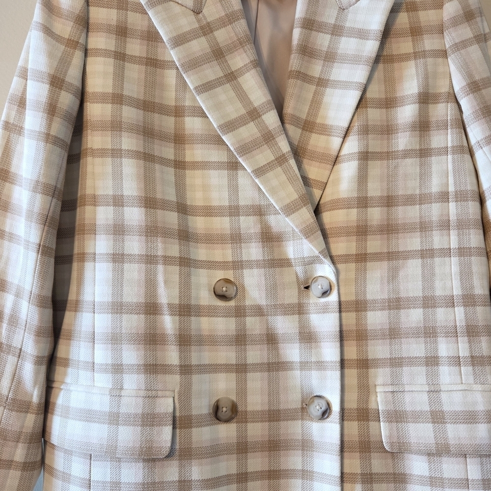 Aritzia Wilfred Destiny Double Breasted Plaid Professional Casual Blazer Size 4 - Picture 10 of 16